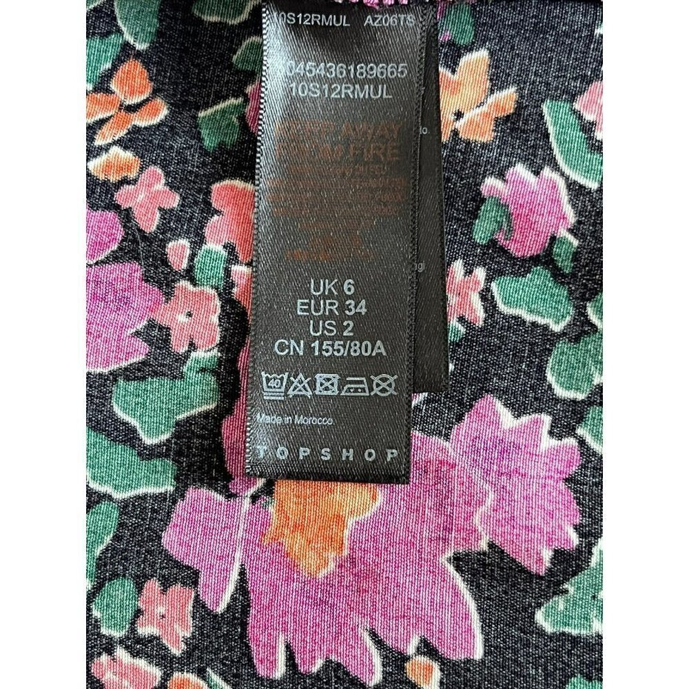 TopShop Women's Sz 2 Floral Print Wrap Dress in Pink & Green Cottagecore Midi - Picture 7 of 9